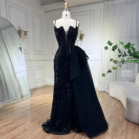 Vestido de noche de lujo azul cielo con tirantes finos, corte sirena, elegante, con cuentas, para mujer, fiesta, LA72378 