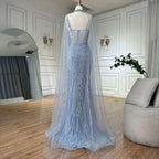 Spaghetti Strap Long Nude Mermaid  Beaded  Cape With Sleeves Evening Dresses Gowns 2025 LA72860