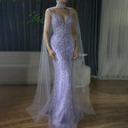 Spaghetti Strap Long Cloak Mermaid Caramel Beaded  Luxury Evening Dresses Gowns for Women's Party 2025 LA72768