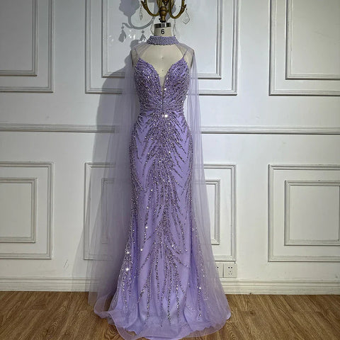 Vestido de noche de lujo con tirantes finos, estilo sirena, color caramelo y cuentas, para mujer, para fiesta 2025, LA72768 