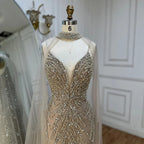 Spaghetti Strap Long Cloak Mermaid Caramel Beaded  Luxury Evening Dresses Gowns for Women's Party 2025 LA72768