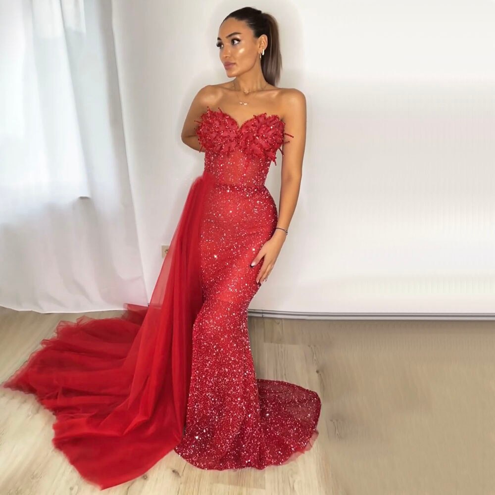 Turquoi Mermaid Sexy Strapless Elegant With Skirt Lace Beaded Luxury Party Dresses Formal Women Evening 2025 LA71787
