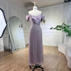 Elegant Off Shoulder Sage Green Dubai Evening Dresses for Women LA72125