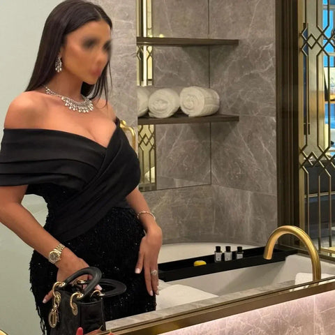 Robe de soirée élégante à épaules dénudées vert sauge pour femme, Dubaï, LA72125