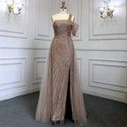Turquoise High Split Sexy Luxury Beaded 2025 For Woman Party Evening Dresses Gowns Mermaid Elegant  LA71651