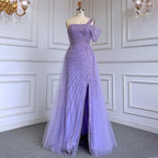 Turquoise High Split Sexy Luxury Beaded 2025 For Woman Party Evening Dresses Gowns Mermaid Elegant  LA71651