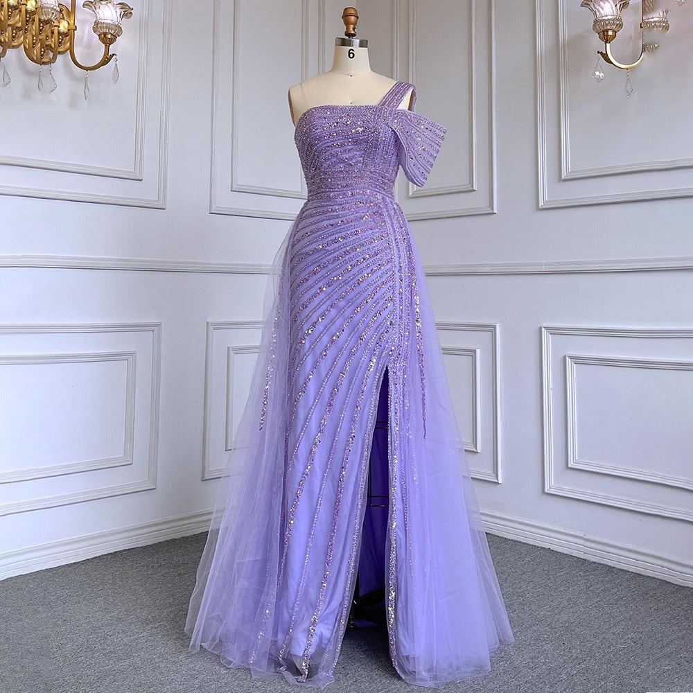 Turquoise High Split Sexy Luxury Beaded 2025 For Woman Party Evening Dresses Gowns Mermaid Elegant  LA71651