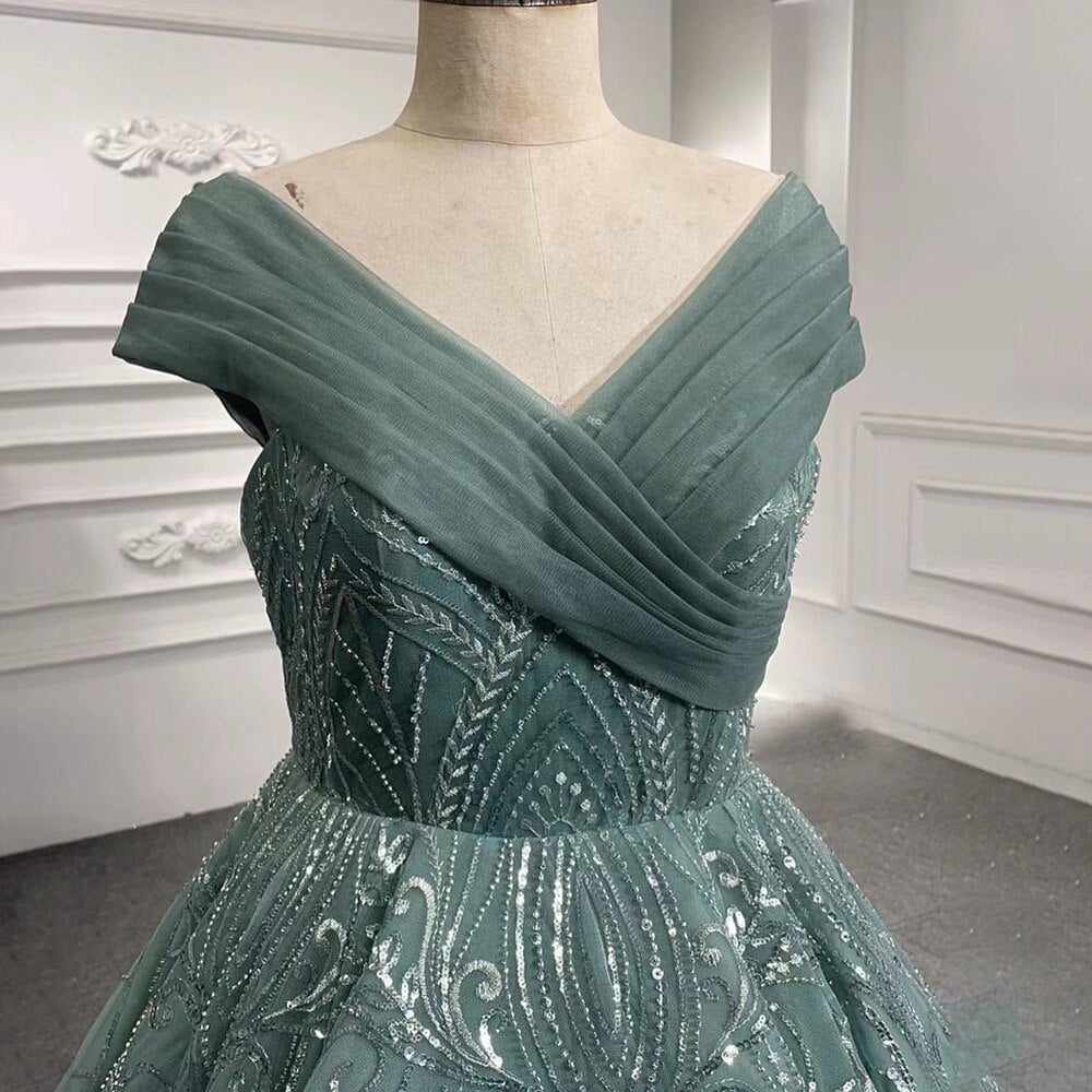 Turquoise Lace Up Wedding Dresses Beaded Bridal Evening Dresses Long 2025 Celebrity HM67421 High-end Custom Made