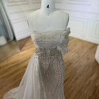 Turquoise Luxury Evening Dress Side Train Pearls One Shoulder for Women's Formal  Wedding Party Gowns LA72523