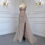 Turquoise Mermaid Elegant With Skirt Sexy High Split Evening Dresses Gowns Luxury Beaded Crystal 2025 Women LA71582A