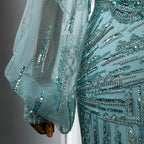 Turquoise Mermaid High Split Evening Dresses Gowns 2025 Elegant Luxury Beaded For Women Party LA71632