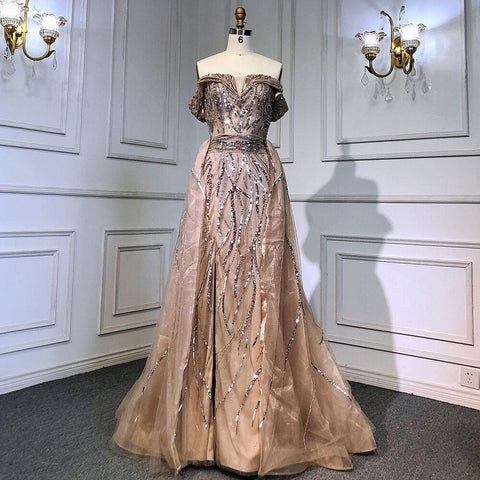 Vestido de noche sexy de sirena turquesa, elegante, de lujo, con cuentas y abertura alta para mujer, para fiesta, LA71593 