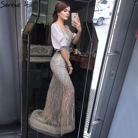 Vestidos de Noche de sirena para mujer, de media manga, elegantes, para fiesta, LA70809