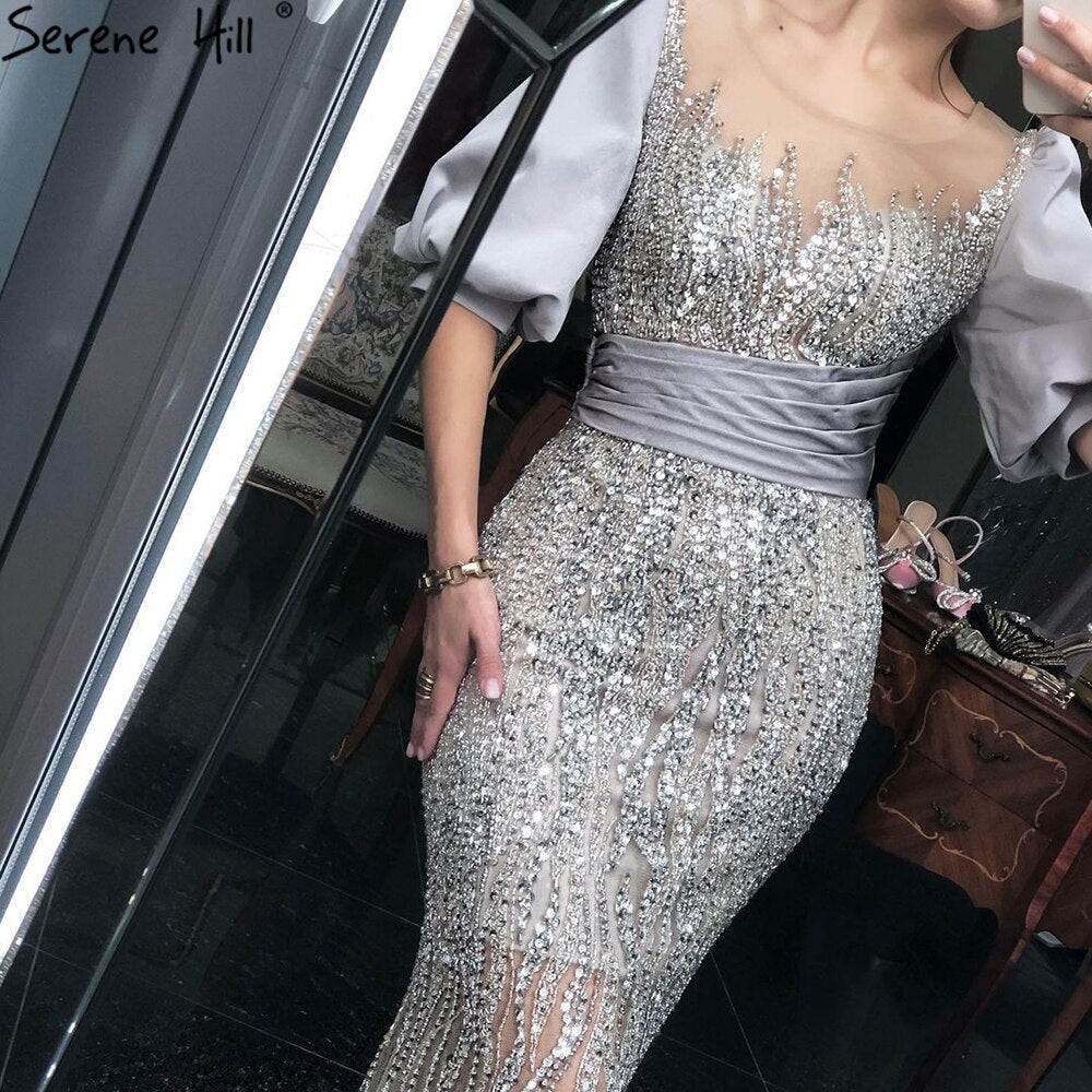 Vestidos de Noche de sirena para mujer, de media manga, elegantes, para fiesta, LA70809