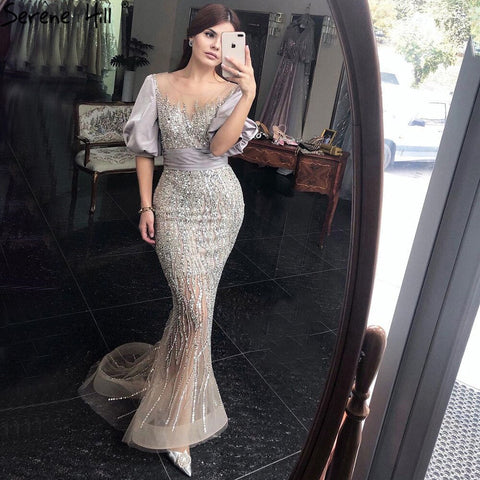 Vestidos de Noche de sirena para mujer, de media manga, elegantes, para fiesta, LA70809