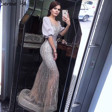 Vestidos de Noche de sirena para mujer, de media manga, elegantes, para fiesta, LA70809