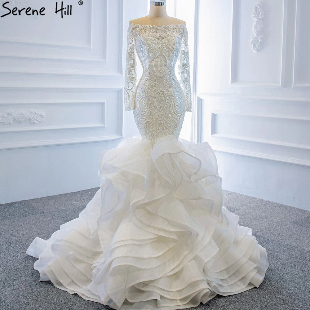 Vintage White Mermaid Wedding Dresses 2025 Off Shoulder Lace Sexy Elegant Bride Gowns HM66734 Custom Made