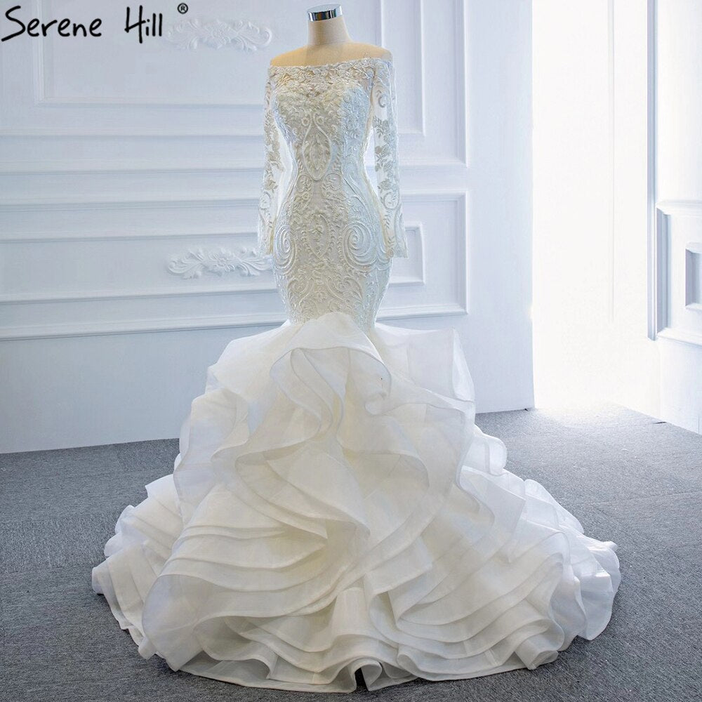 Vintage White Mermaid Wedding Dresses 2025 Off Shoulder Lace Sexy Elegant Bride Gowns HM66734 Custom Made