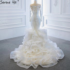 Vintage White Mermaid Wedding Dresses 2025 Off Shoulder Lace Sexy Elegant Bride Gowns HM66734 Custom Made