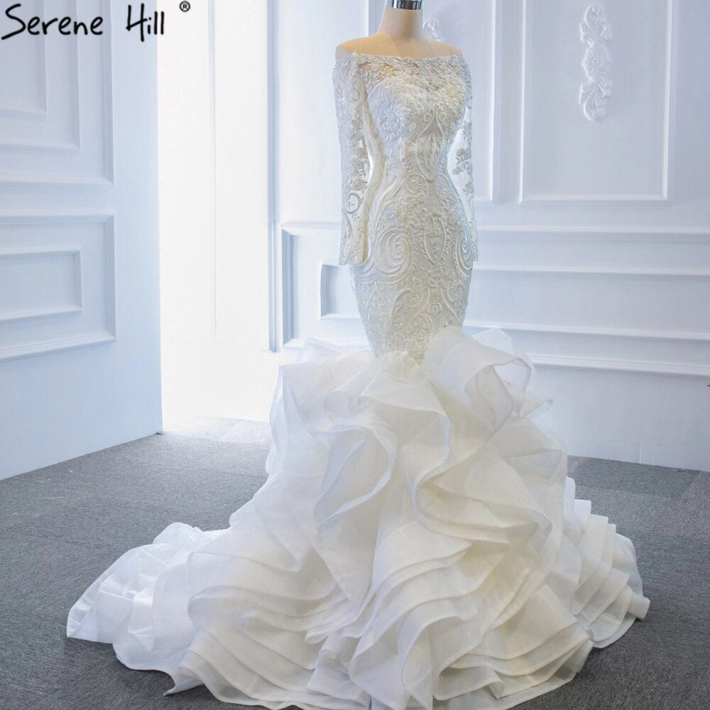 Vintage White Mermaid Wedding Dresses 2025 Off Shoulder Lace Sexy Elegant Bride Gowns HM66734 Custom Made