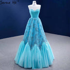 Water Blue Luxury Evening Dresses Gowns 2025 A-Line Beaded High-end For Women Wedding Party HM67419