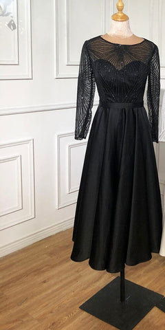 Vestidos de cóctel blancos de satén, corte A, sexys, 2025, mangas largas, brillo, hasta la rodilla, vestidos de fiesta LA70922 