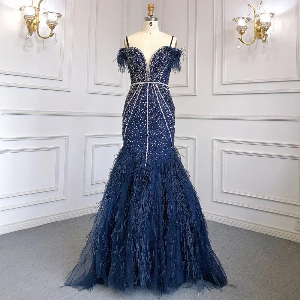 Luxury Feathers White Nude Prom Evening Dresses LA71656