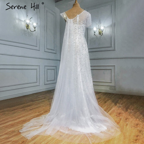 Vestidos de noche blancos con cuentas, sexys, de un solo hombro, corte A, para mujer, para boda, fiesta, LA71293 