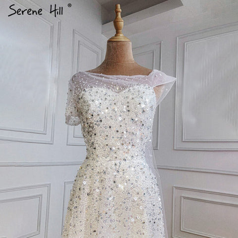 Vestidos de noche blancos con cuentas, sexys, de un solo hombro, corte A, para mujer, para boda, fiesta, LA71293 