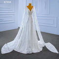 White Cape Sleeves Luxury Lace Beaded V Neck Lace Up Bride Gowns Wedding Dress 2025 High End Custom Made HM67456