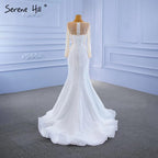 White Detachable Skirt Wedding Dresses 2025 Mermaid Elegant Luxury Bride Gowns HM67315 Custom Made