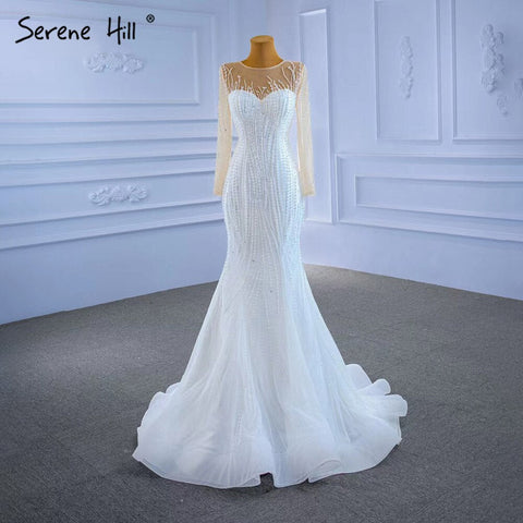 Vestidos de novia blancos con falda desmontable 2025, elegantes vestidos de novia de lujo estilo sirena HM67315, hechos a medida 