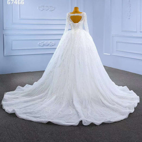 Vestido de novia blanco con cola desmontable, sirena, perlas, encaje, 2025, alta gama, hecho a medida, HM67466 