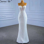 White Detachable Train Mermaid Wedding Dresses 2025 Beaded Luxury Bride Gowns HM67404 Custom Made