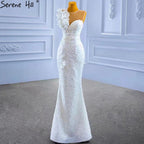 White Detachable Train Wedding Dresses Gowns 2025 Mermaid Luxury Beaded Pearls Elegant Bridal Dress HM67409