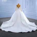 White High End Luxury Beaded Long Sleeves Lace Up Bride Gowns Wedding Dress 2025 Custom Made HM67493