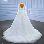 White High End Luxury Lace Beaded High Neck Long Sleeves Lace Up Bride Gowns Wedding Dress 2025 Custom Made HM67486