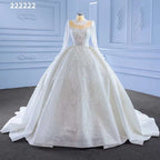 White High End Luxury Lace Beaded Long Sleeves O Neck Bride Gowns Wedding Dress 2025 Custom Made HM222222