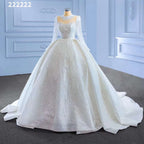 White High End Luxury Lace Beaded Long Sleeves O Neck Bride Gowns Wedding Dress 2025 Custom Made HM222222