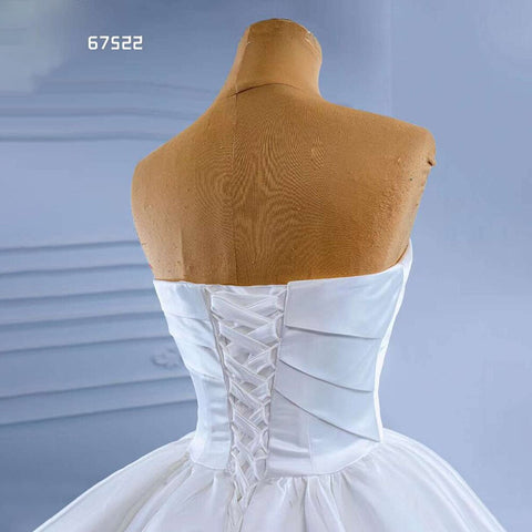 Vestido de novia blanco de alta gama, sin tirantes, con cuentas de lujo y perlas, con cordones, 2025, hecho a medida, HM67522 