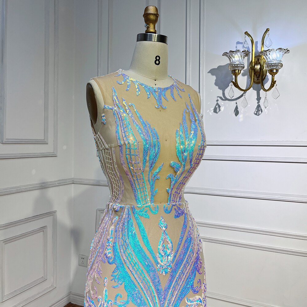 White Long Prom Dresses 2025 Luxury Sequined  Sexy Mermaid Style Black Girl Prom Gala Party Gowns 2025 LA72025