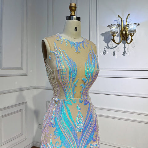 Vestidos de fiesta largos blancos 2025, de lujo, con lentejuelas, estilo sirena sexy, para chicas negras, vestidos de fiesta de gala 2025 LA72025 