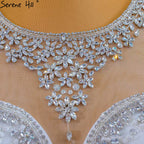White Luxury Elegant Mermaid Wedding Dresses 2025 Beaded Diamond Cap Sleeves Bride Gowns HM67296 Custom Made