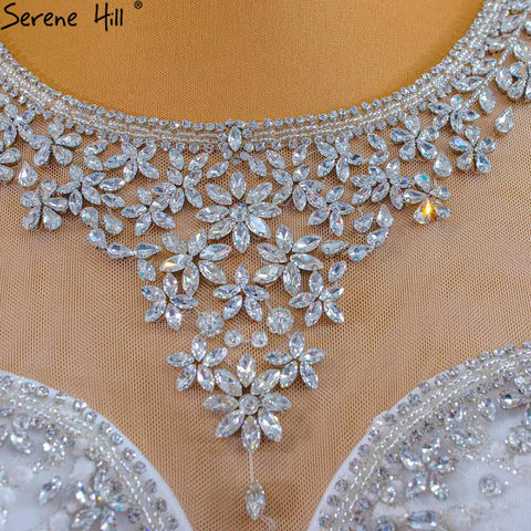 Vestidos de novia blancos de lujo con corte sirena, elegantes, con cuentas y diamantes, mangas casquillo, HM67296, hechos a medida, 2025 