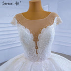 White Luxury High-end  Wedding Dresses 2025 Beaded Pearl Lace Up Bride Gowns HM67306 Custom Made
