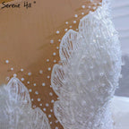 White Luxury High-end  Wedding Dresses 2025 Beaded Pearl Lace Up Bride Gowns HM67306 Custom Made