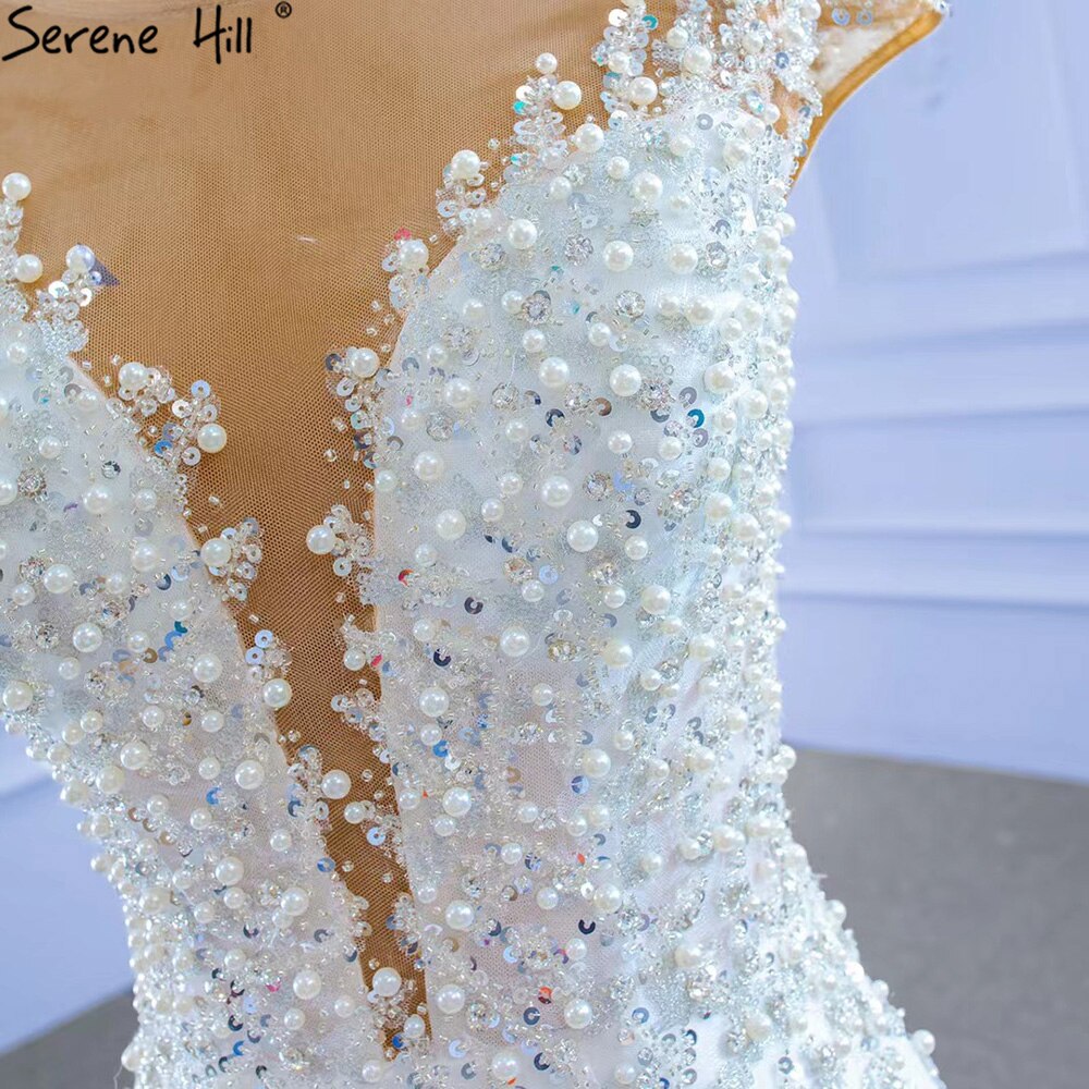 White Luxury Mermaid Wedding Dresses Gowns 2025 Elegant Beaded Ruffles Bridal Dress HM67291