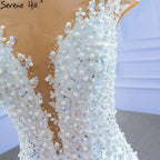 White Luxury Mermaid Wedding Dresses Gowns 2025 Elegant Beaded Ruffles Bridal Dress HM67291