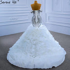 White Luxury Ruffles Beaded Wedding Dresses 2025 Mermaid Elegant High-end Bride Gowns HM67365 Custom Made