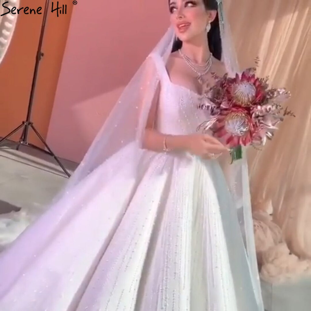 White Luxury Sexy Wedding Dresses 2025 Spaghetti Straps Beading High-end Bride Gowns HA2468 Custom Made